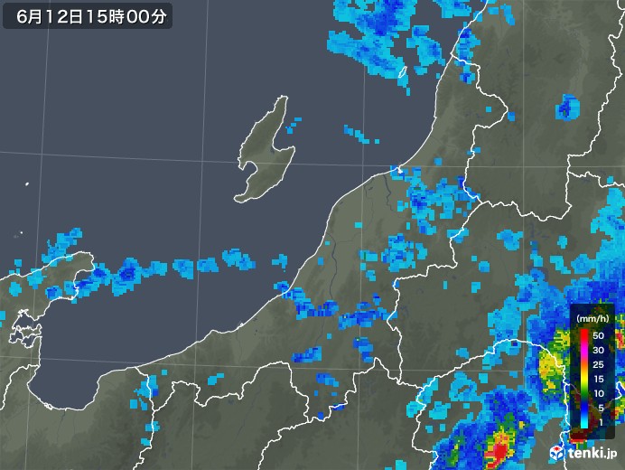 新潟県の雨雲レーダー(2018年06月12日)