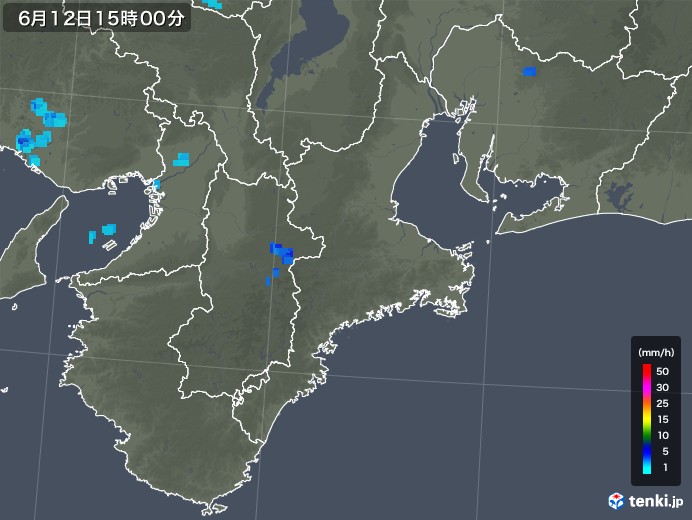 三重県の雨雲レーダー(2018年06月12日)