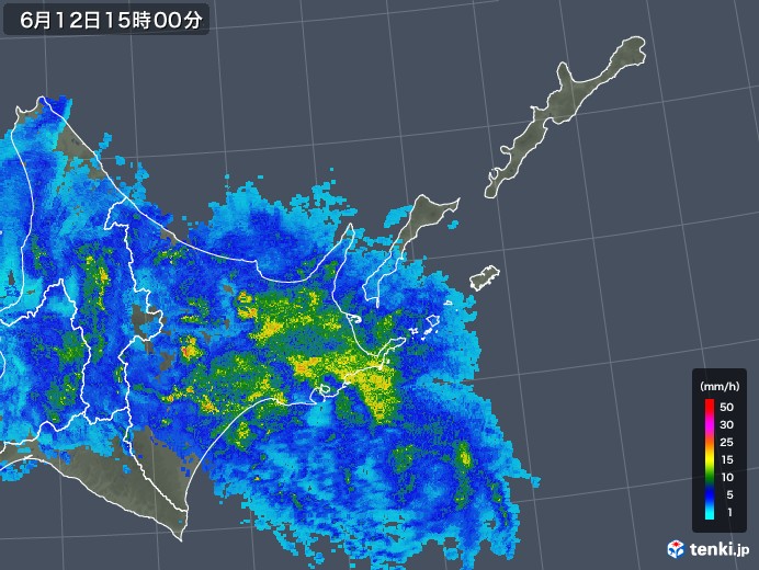 道東の雨雲レーダー(2018年06月12日)