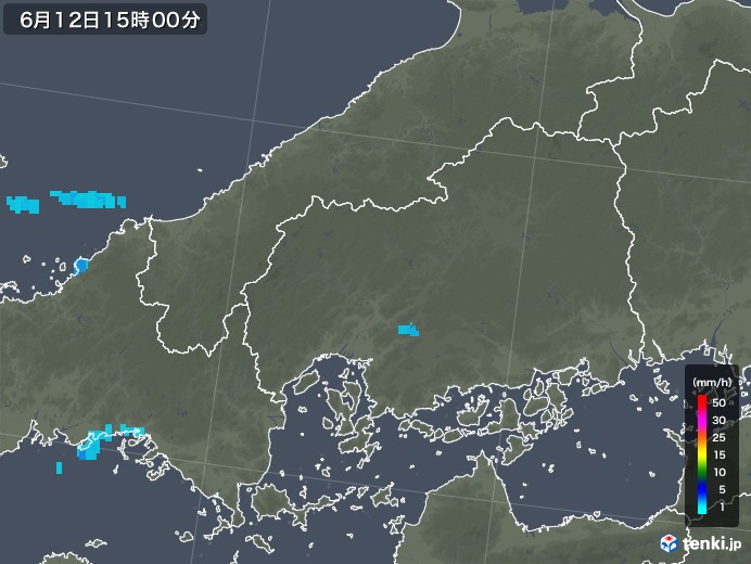 広島県の雨雲レーダー(2018年06月12日)