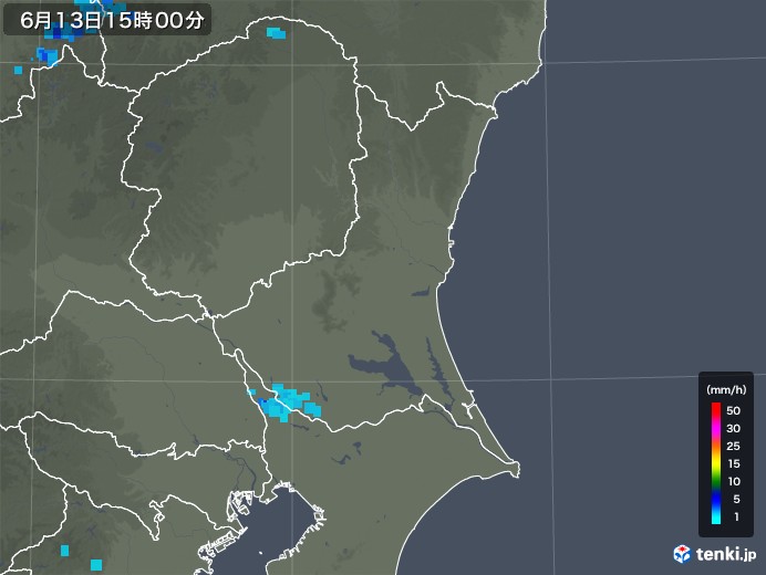 茨城県の雨雲レーダー(2018年06月13日)
