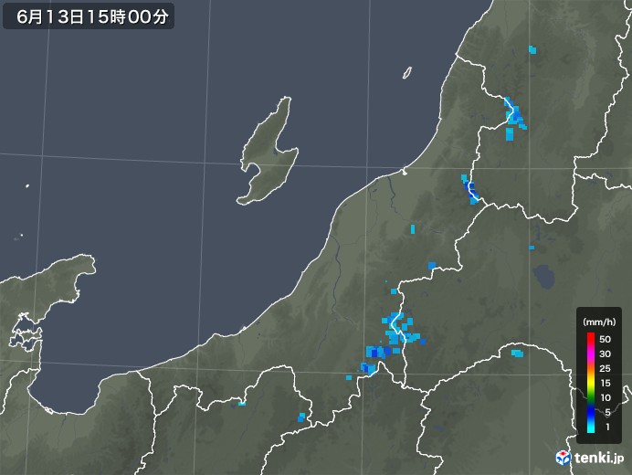 新潟県の雨雲レーダー(2018年06月13日)