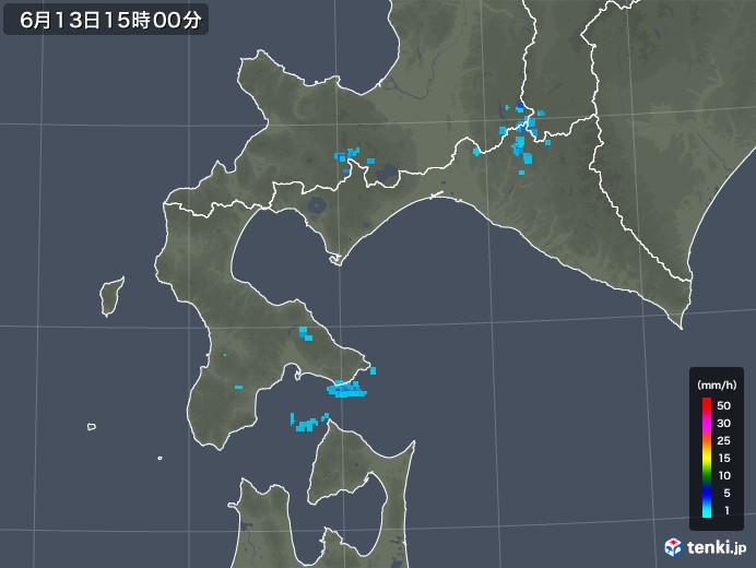 道南の雨雲レーダー(2018年06月13日)