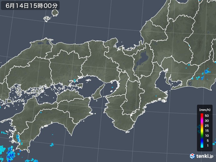 近畿地方の雨雲レーダー(2018年06月14日)
