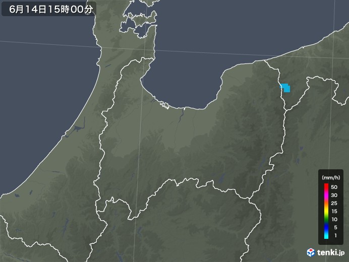 富山県の雨雲レーダー(2018年06月14日)