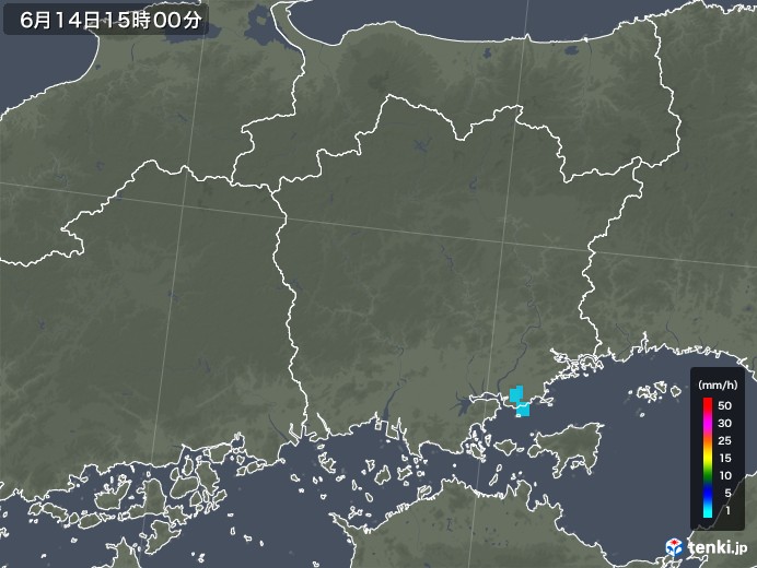 岡山県の雨雲レーダー(2018年06月14日)