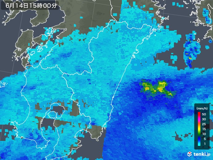 宮崎県の雨雲レーダー(2018年06月14日)