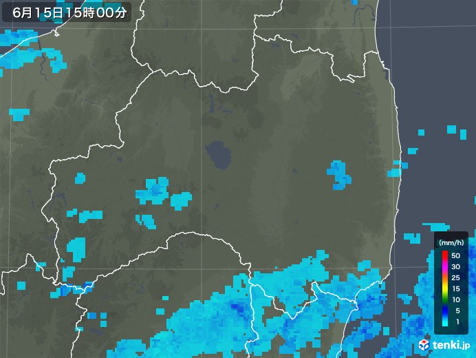 福島県の雨雲レーダー(2018年06月15日)