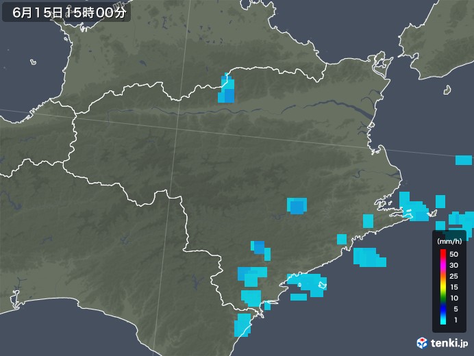 徳島県の雨雲レーダー(2018年06月15日)