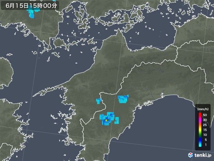 愛媛県の雨雲レーダー(2018年06月15日)