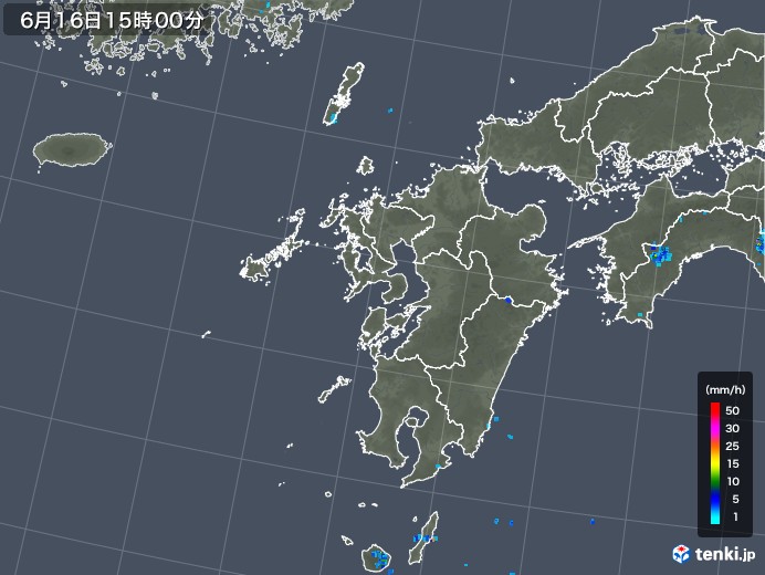 九州地方の雨雲レーダー(2018年06月16日)