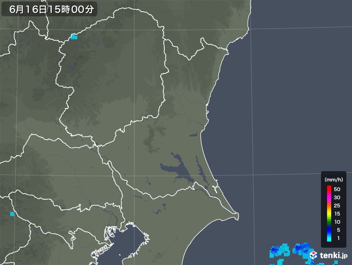 茨城県の雨雲レーダー(2018年06月16日)