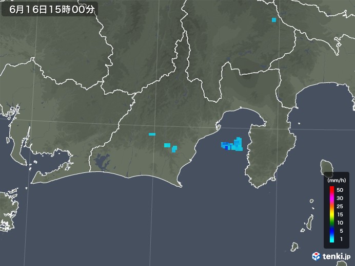 静岡県の雨雲レーダー(2018年06月16日)