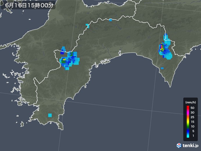 高知県の雨雲レーダー(2018年06月16日)