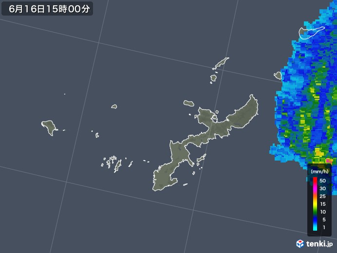 沖縄県の雨雲レーダー(2018年06月16日)