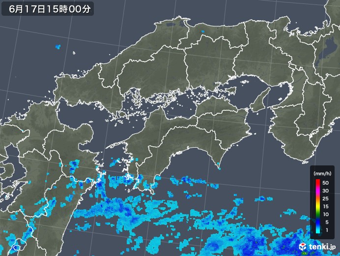 四国地方の雨雲レーダー(2018年06月17日)