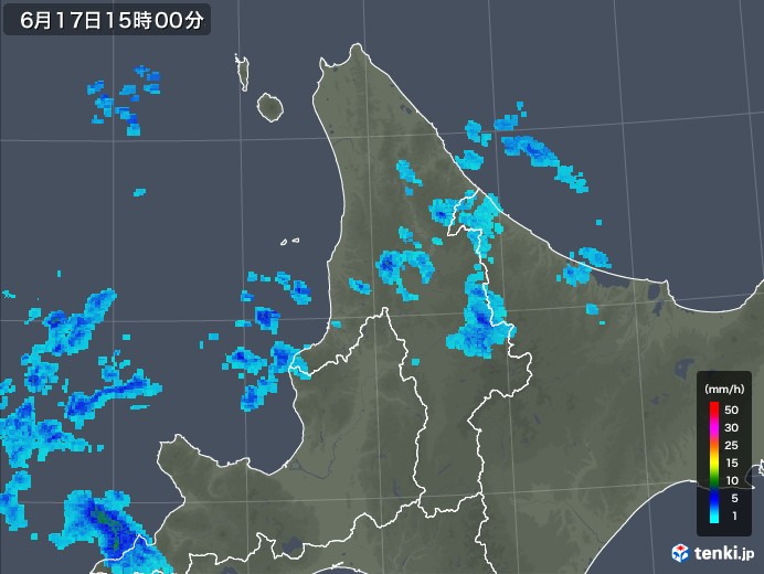 道北の雨雲レーダー(2018年06月17日)