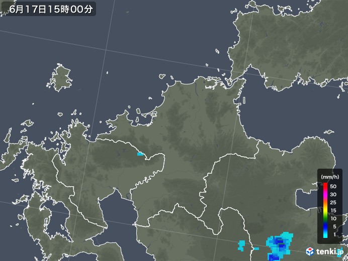 福岡県の雨雲レーダー(2018年06月17日)