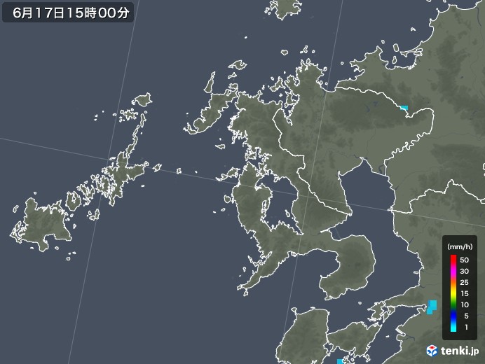 長崎県の雨雲レーダー(2018年06月17日)