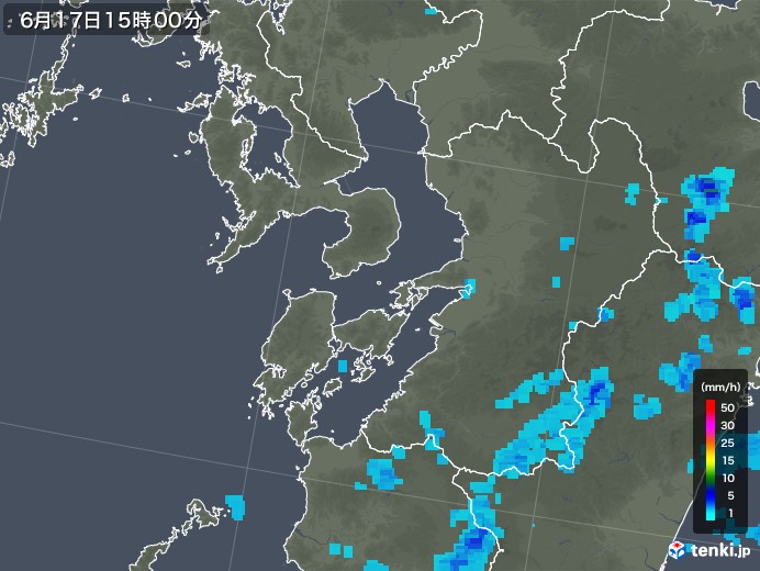 熊本県の雨雲レーダー(2018年06月17日)