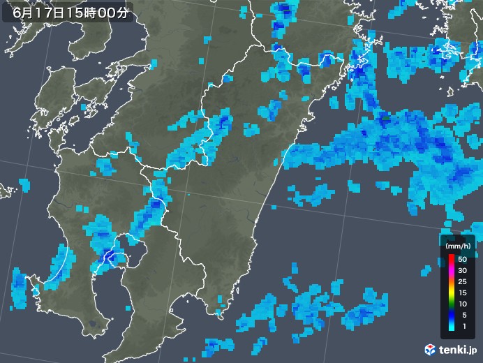 宮崎県の雨雲レーダー(2018年06月17日)