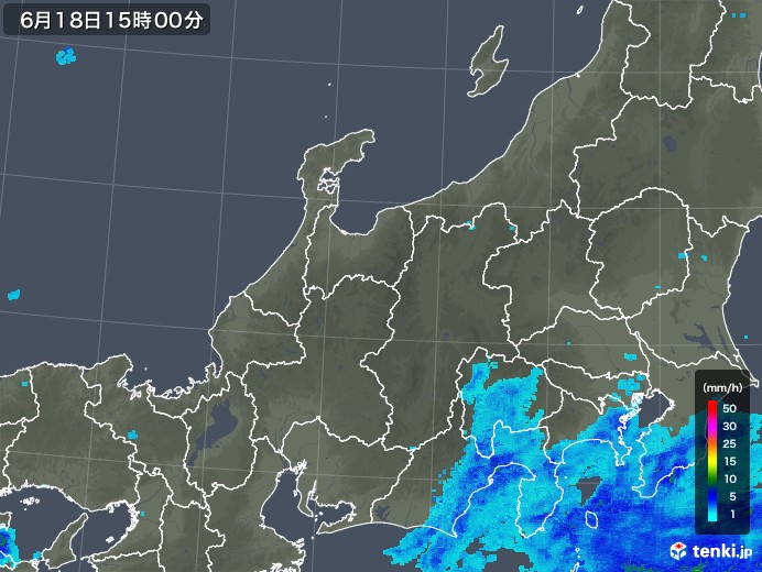 北陸地方の雨雲レーダー(2018年06月18日)