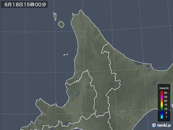 道北の雨雲レーダー(2018年06月18日)