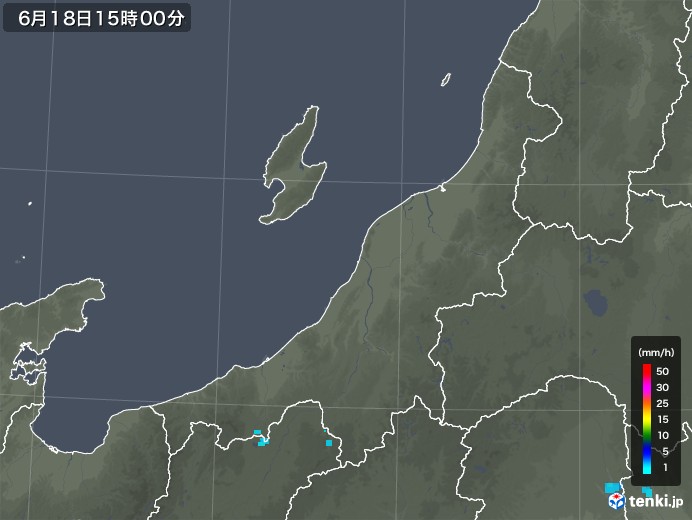 新潟県の雨雲レーダー(2018年06月18日)