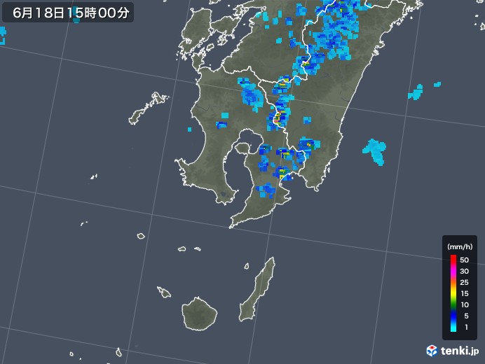 鹿児島県の雨雲レーダー(2018年06月18日)