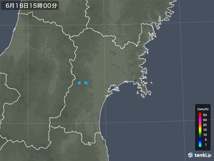 宮城県の雨雲レーダー(2018年06月18日)