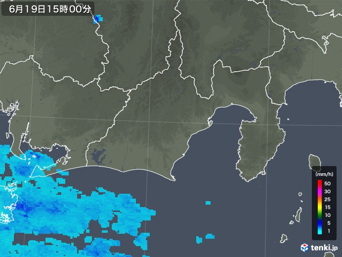 静岡県の雨雲レーダー(2018年06月19日)