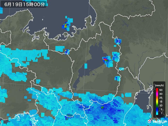 滋賀県の雨雲レーダー(2018年06月19日)