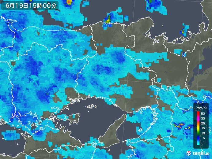 兵庫県の雨雲レーダー(2018年06月19日)