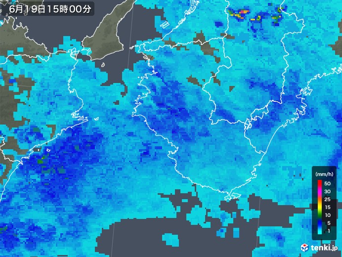 和歌山県の雨雲レーダー(2018年06月19日)