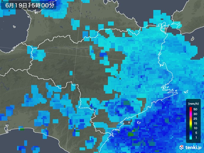 徳島県の雨雲レーダー(2018年06月19日)