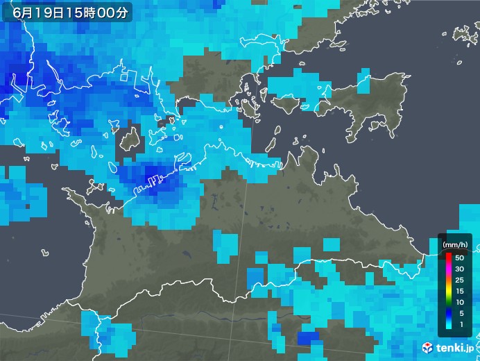 香川県の雨雲レーダー(2018年06月19日)