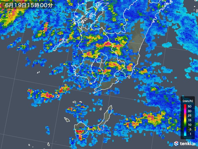 鹿児島県の雨雲レーダー(2018年06月19日)