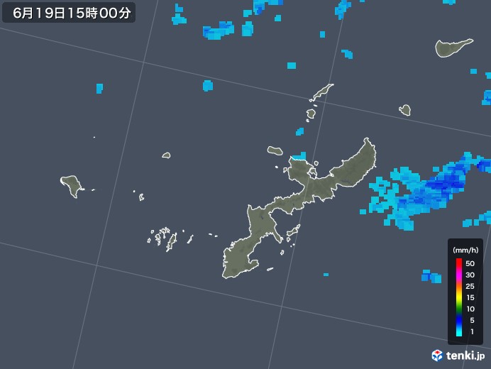 沖縄県の雨雲レーダー(2018年06月19日)