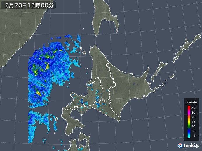 北海道地方の雨雲レーダー(2018年06月20日)