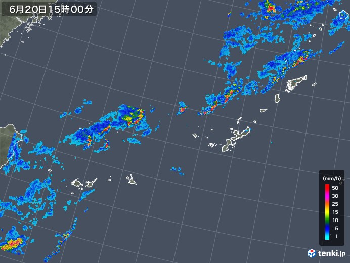 沖縄地方の雨雲レーダー(2018年06月20日)