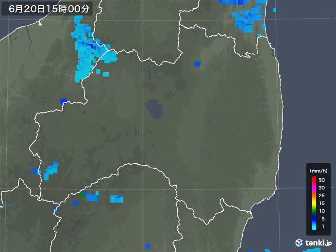 福島県の雨雲レーダー(2018年06月20日)