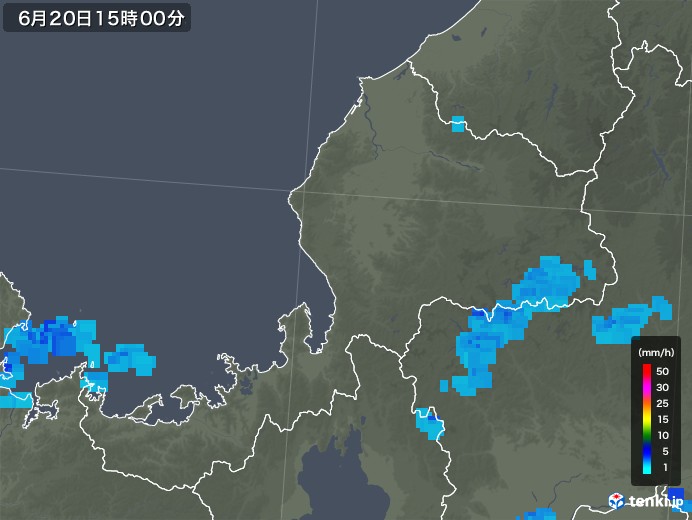 福井県の雨雲レーダー(2018年06月20日)