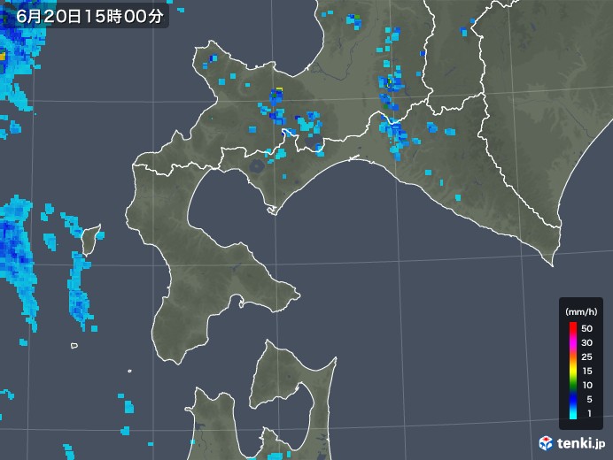 道南の雨雲レーダー(2018年06月20日)