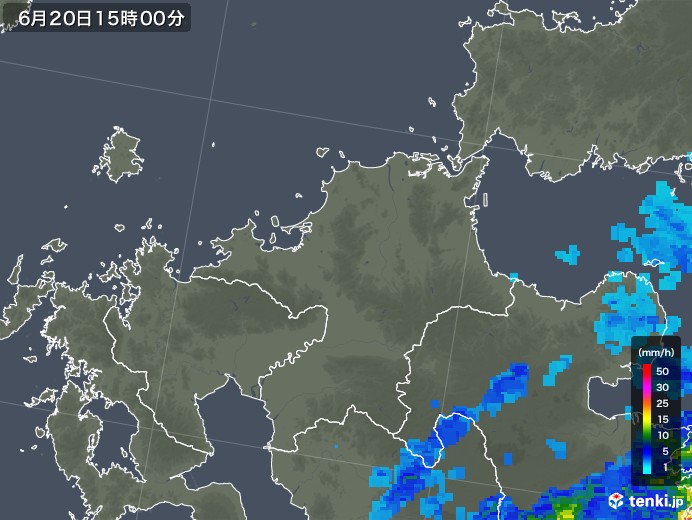 福岡県の雨雲レーダー(2018年06月20日)