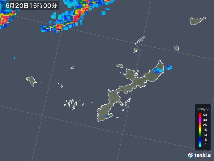 沖縄県の雨雲レーダー(2018年06月20日)