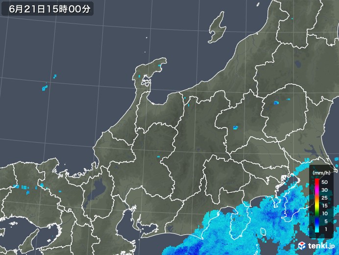 北陸地方の雨雲レーダー(2018年06月21日)