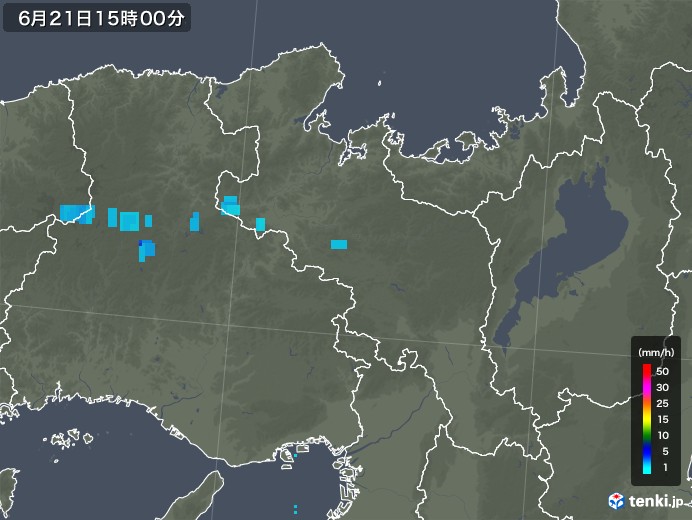 京都府の雨雲レーダー(2018年06月21日)
