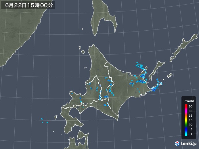 北海道地方の雨雲レーダー(2018年06月22日)