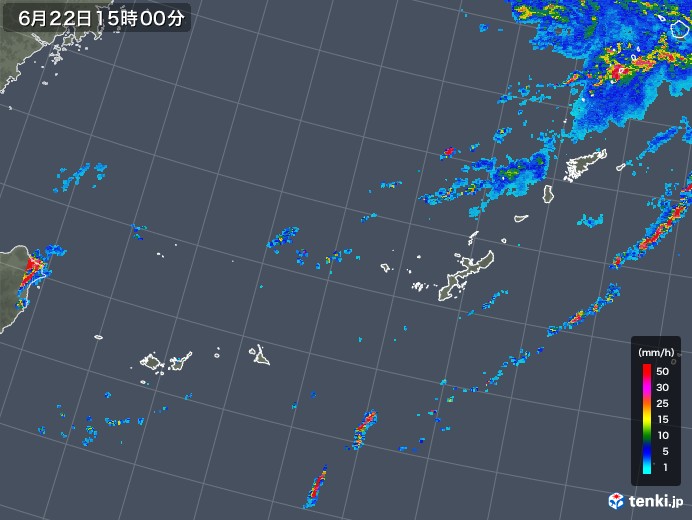 沖縄地方の雨雲レーダー(2018年06月22日)