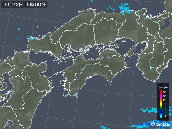 四国地方の雨雲レーダー(2018年06月22日)